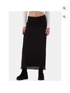 No Boundaries Black Maxi Skirt with White Polka Dots